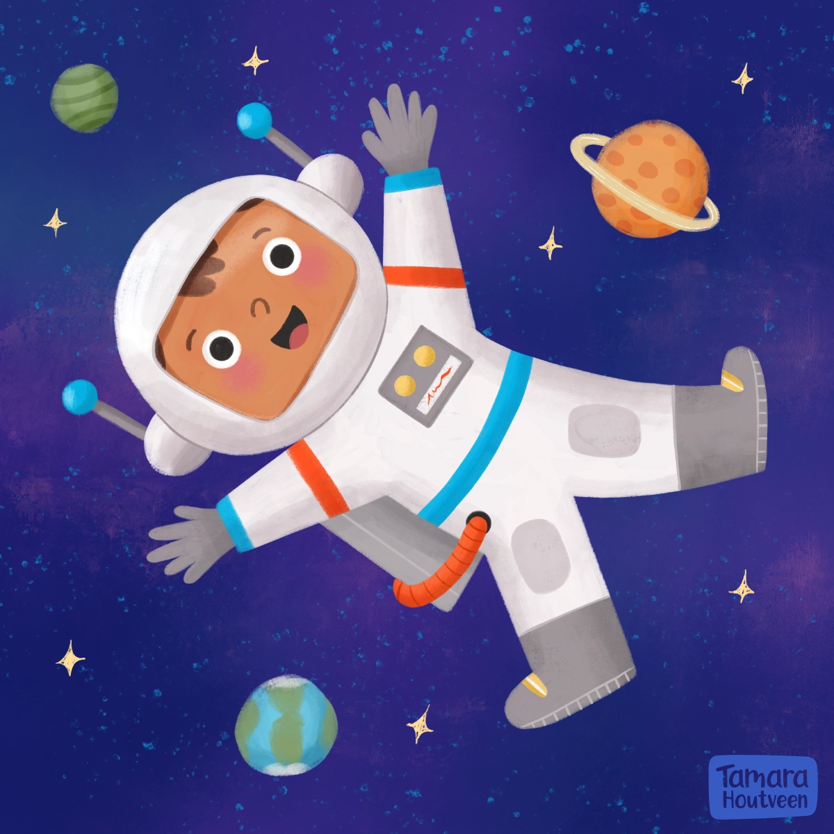 Astronaut illustration, by Tamara Houtveen