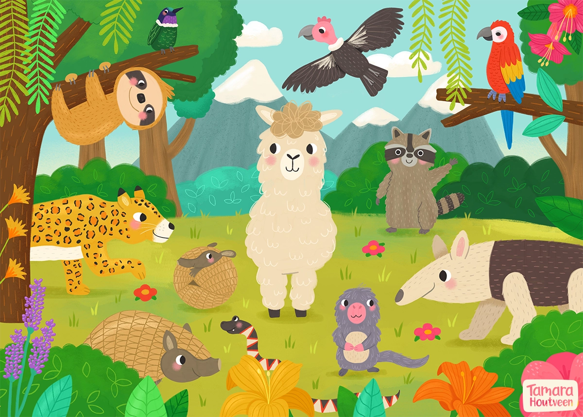 Peru animals illustration, by Tamara Houtveen