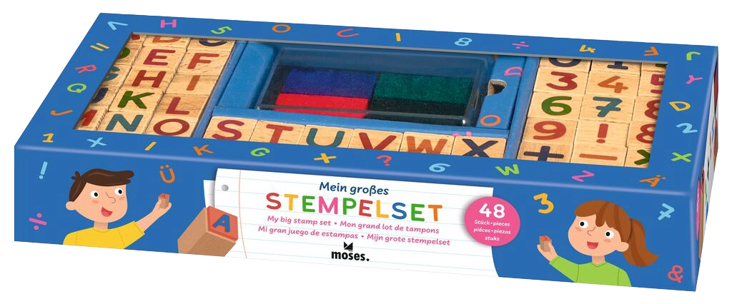 Stamp kit with letters, designed for Moses Verlag
