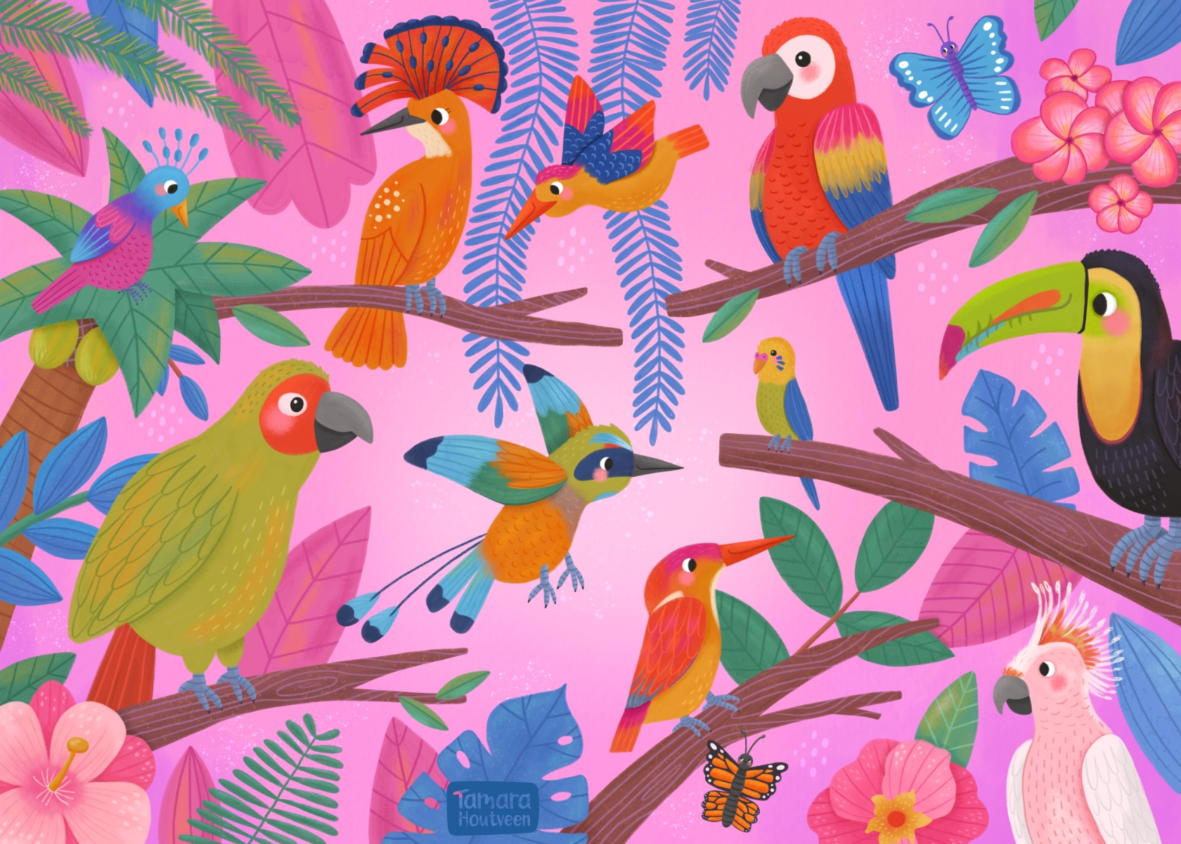 Tropical Birds illustration by Tamara Houtveen