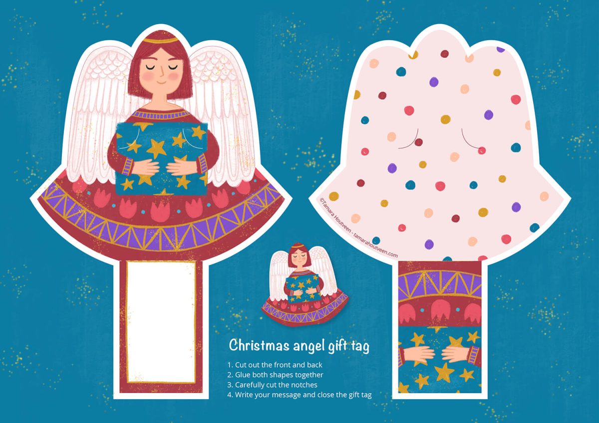 Christmas angel gift tag by Tamara houtveen