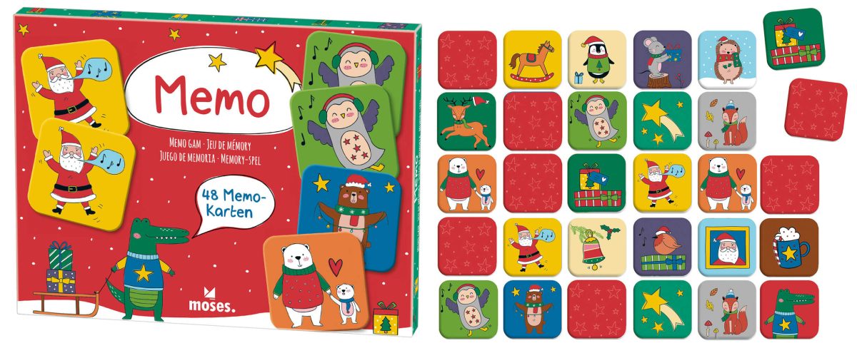 Memo game featuring cute Christmas illustrations for Moses. Verlag